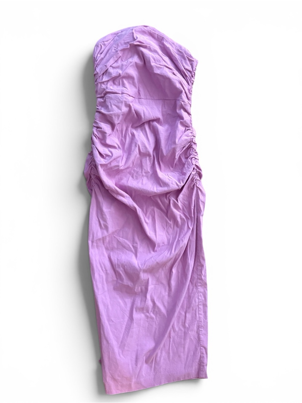 Anthropologie Lilac Strapless Ruched Midi Dress